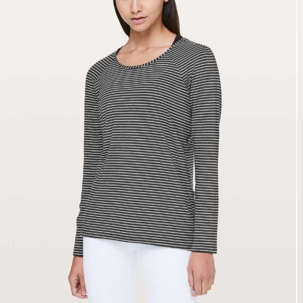 Lululemon‎ Emerald Striped Long Sleeve Top